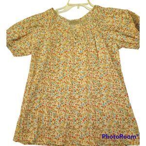 Art & Soul floral print top with gathered elastic neckline and pearl buttons